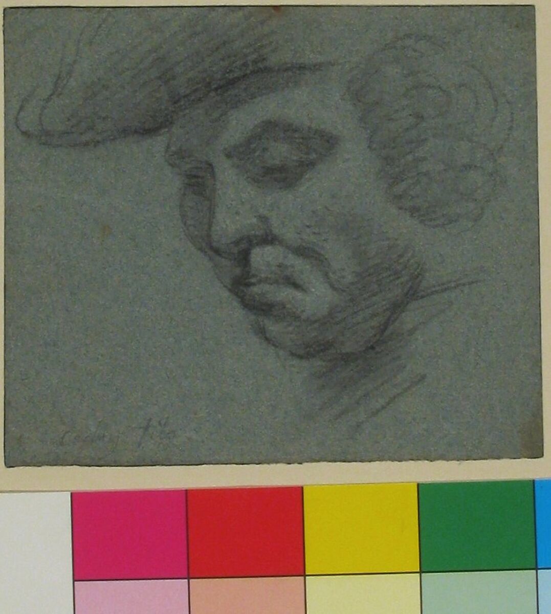 Head of Man Facing Left, Attributed to Charles Nicolas Cochin II (French, Paris 1715–1790 Paris), Black chalk