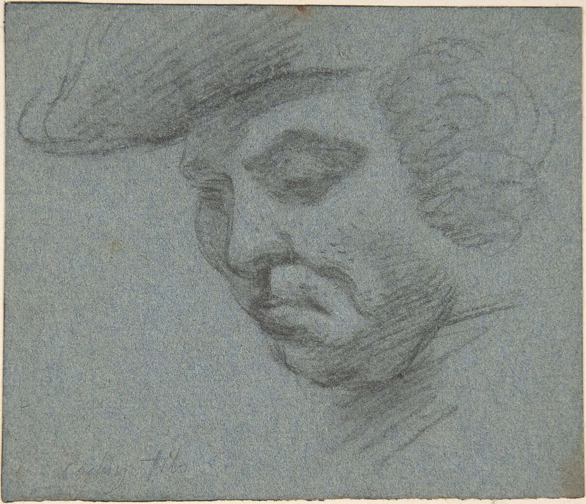 Head of Man Facing Left, Attributed to Charles Nicolas Cochin II (French, Paris 1715–1790 Paris), Black chalk 