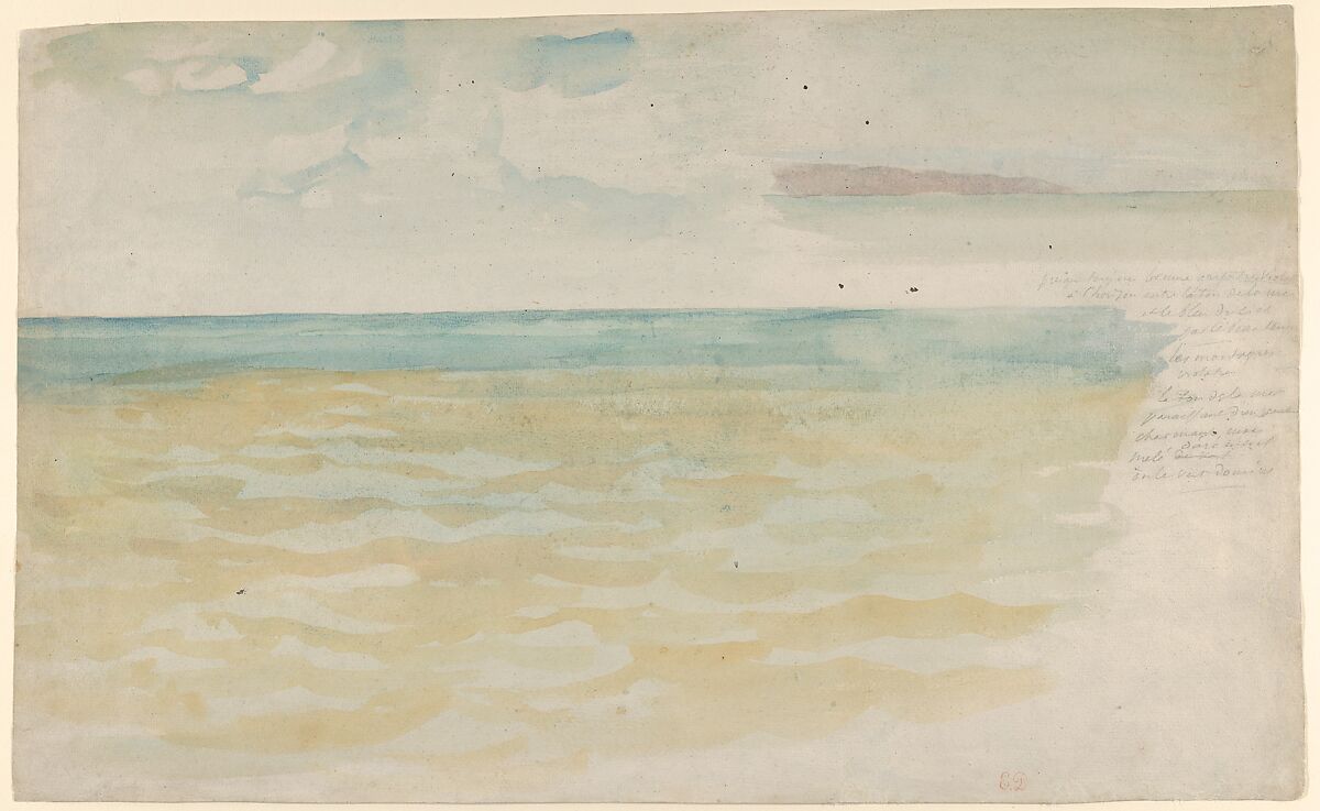 The Sea at Dieppe, Eugène Delacroix (French, Charenton-Saint-Maurice 1798–1863 Paris), Watercolor on laid paper 