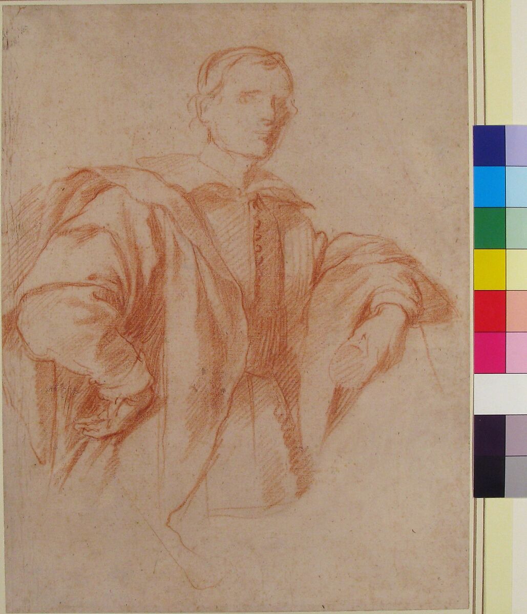Study for a Portrait of a Man, Guillaume Courtois (French, Saint-Hippolyte 1628–1679 Rome), Red chalk