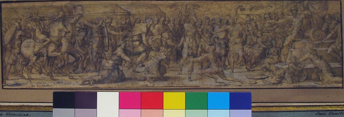 Cassandra preventing Deiphobe from killing Paris, Jean Cousin the Elder (French, Souci (?) ca. 1490–ca. 1560 Paris (?)), Pen and brown ink, brush and brown wash, heightened with white, over slight traces of black chalk