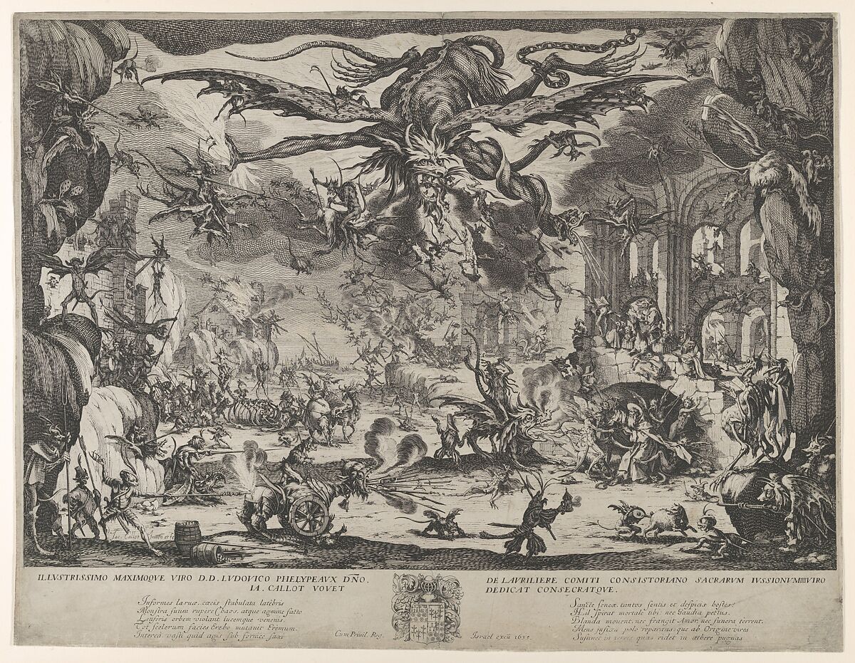 The Temptation of St. Anthony, Jacques Callot (French, Nancy 1592–1635 Nancy), Etching; third state of five (Lieure) 