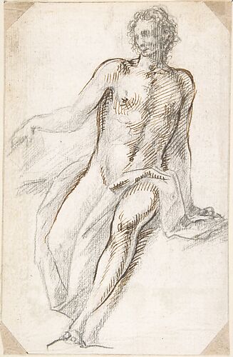 Seated Male Nude with Open Book