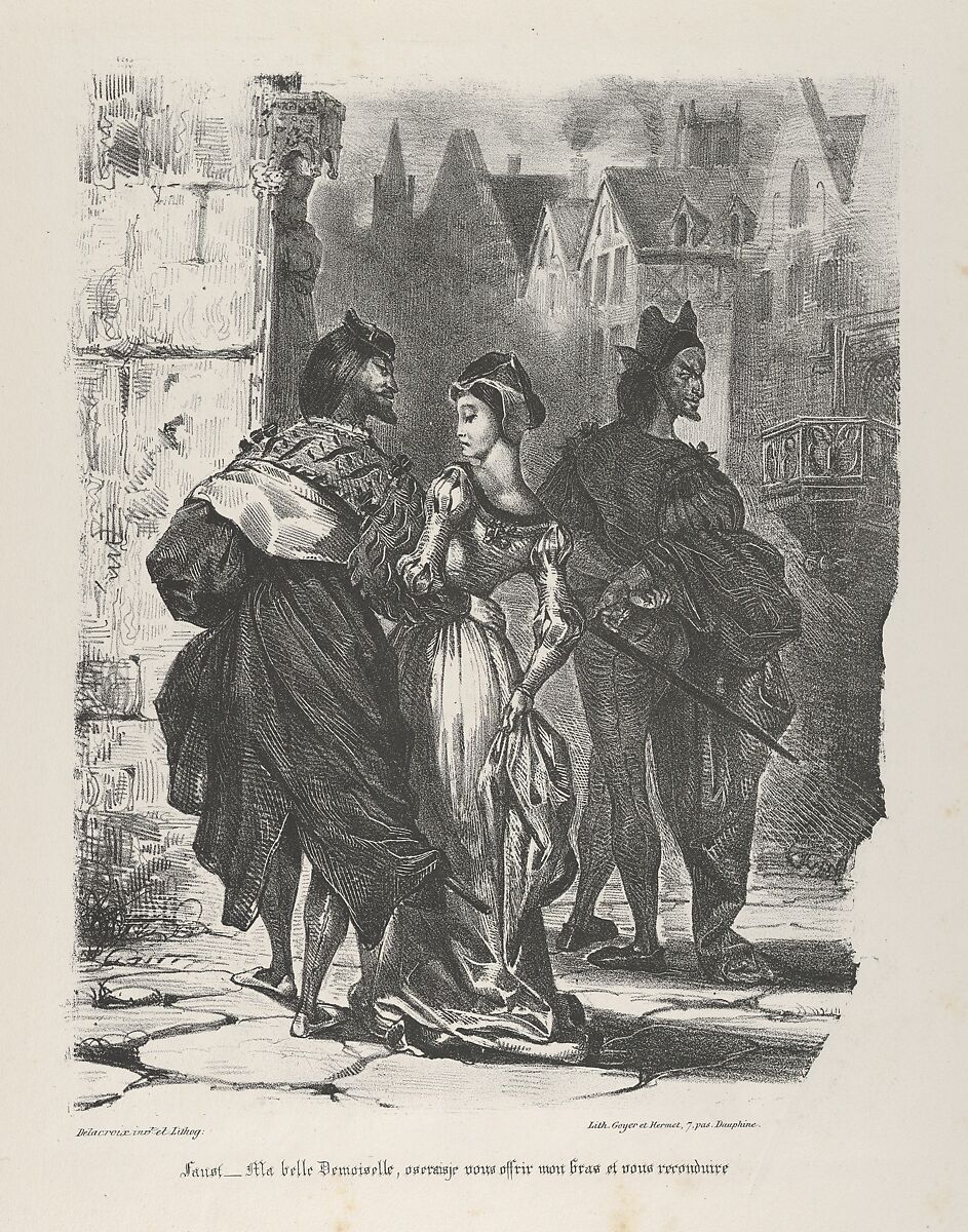 Faust Trying to Seduce Marguerite (Goethe, Faust), Eugène Delacroix (French, Charenton-Saint-Maurice 1798–1863 Paris), Lithograph, seventh state of seven 