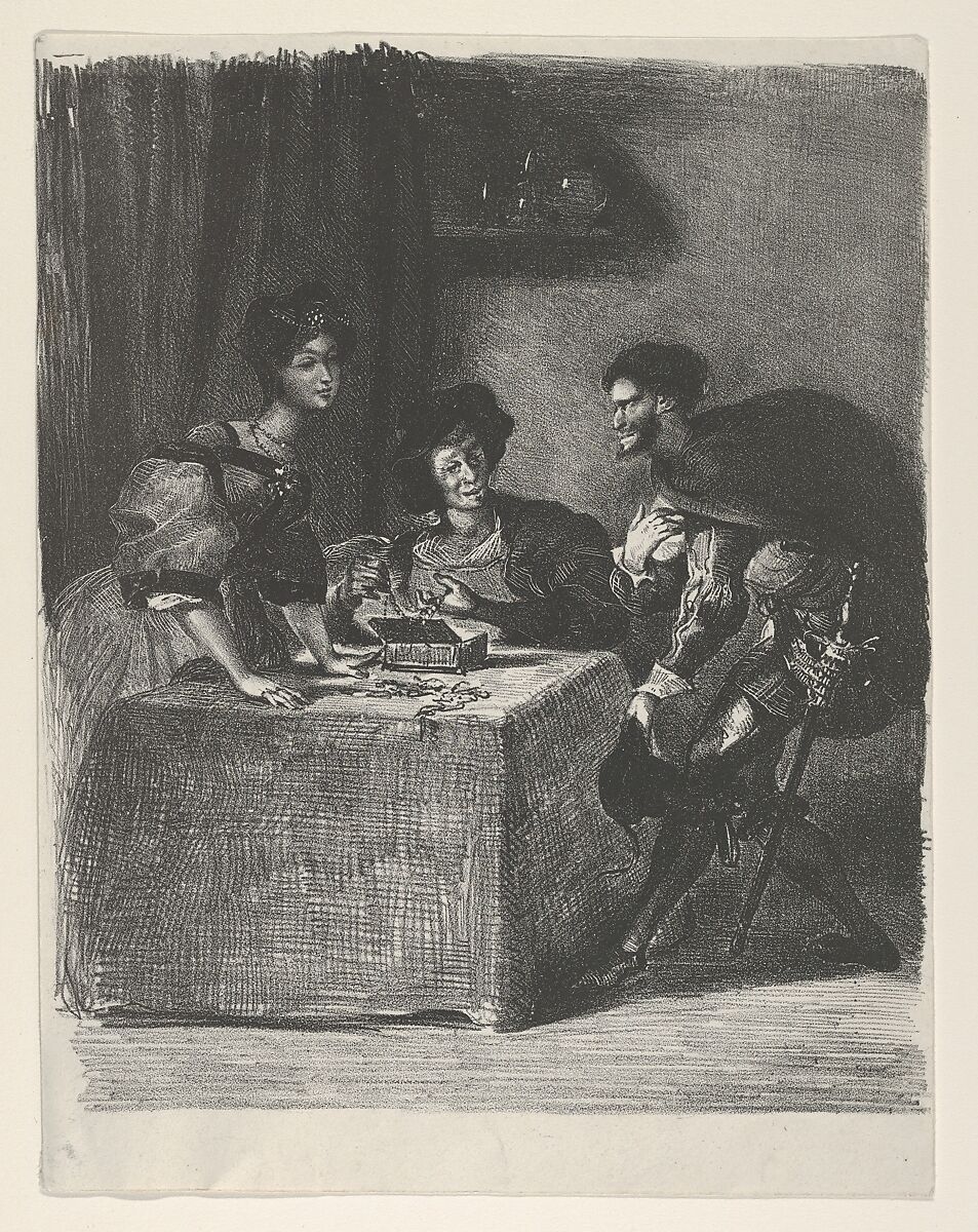 Mephistopheles presents himself to Martha (Goethe, Faust), Eugène Delacroix (French, Charenton-Saint-Maurice 1798–1863 Paris), Lithograph; second state of seven 