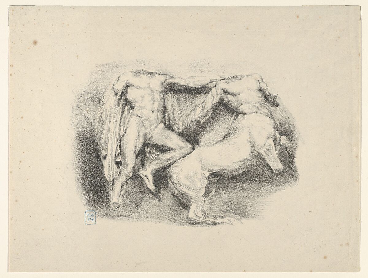 Theseus Conqueror of the Centaur Eurytus, Eugène Delacroix (French, Charenton-Saint-Maurice 1798–1863 Paris), Lithograph; only state 