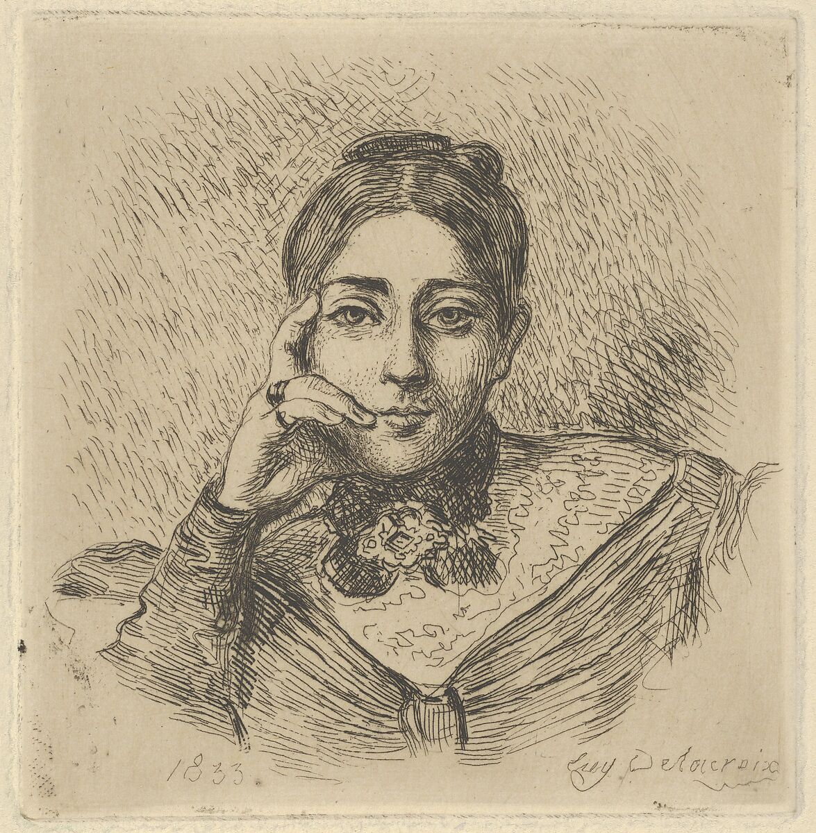 Portrait of Madame Frédéric Villot, Eugène Delacroix (French, Charenton-Saint-Maurice 1798–1863 Paris), Etching; second state 