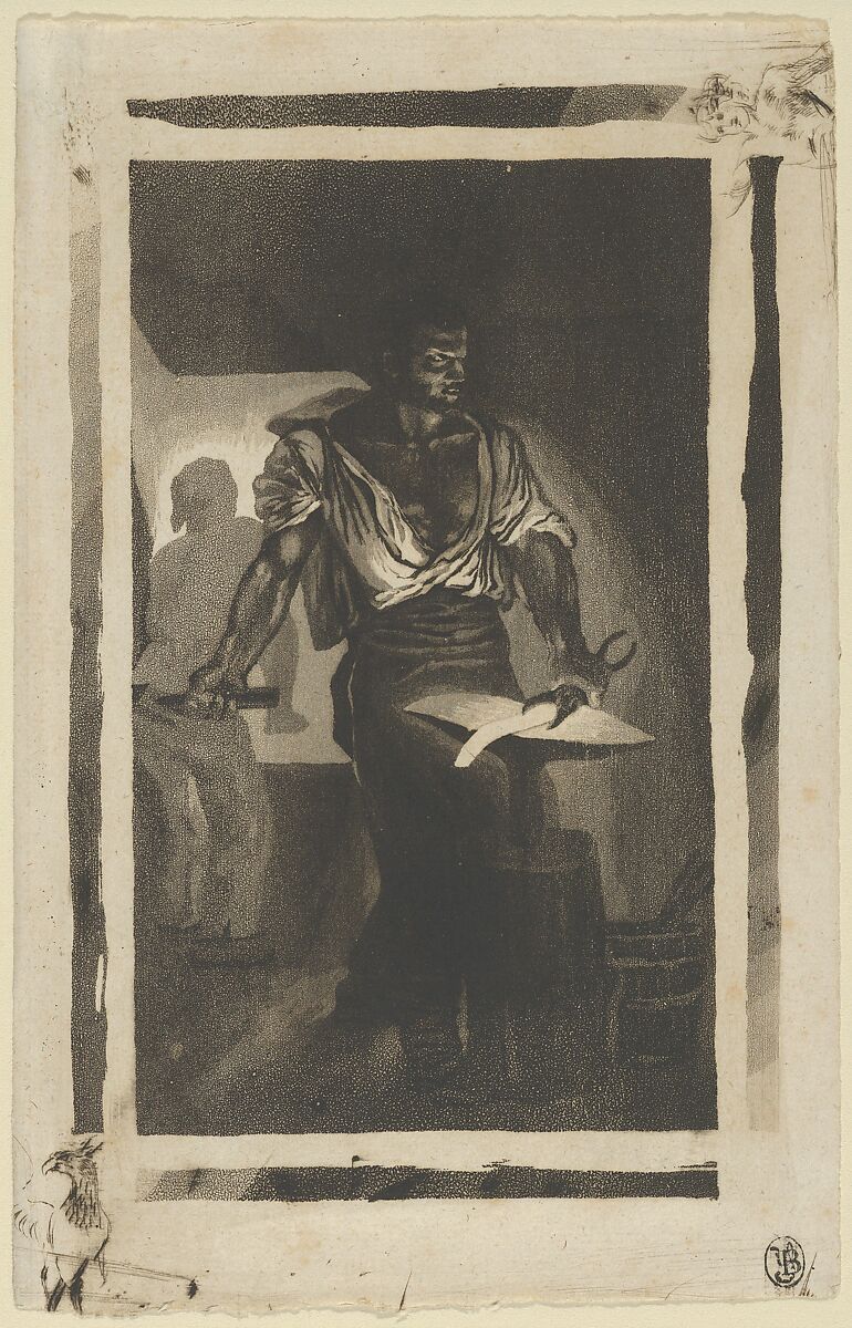 A Blacksmith, Eugène Delacroix  French, Aquatint with drypoint remarques; second state of six