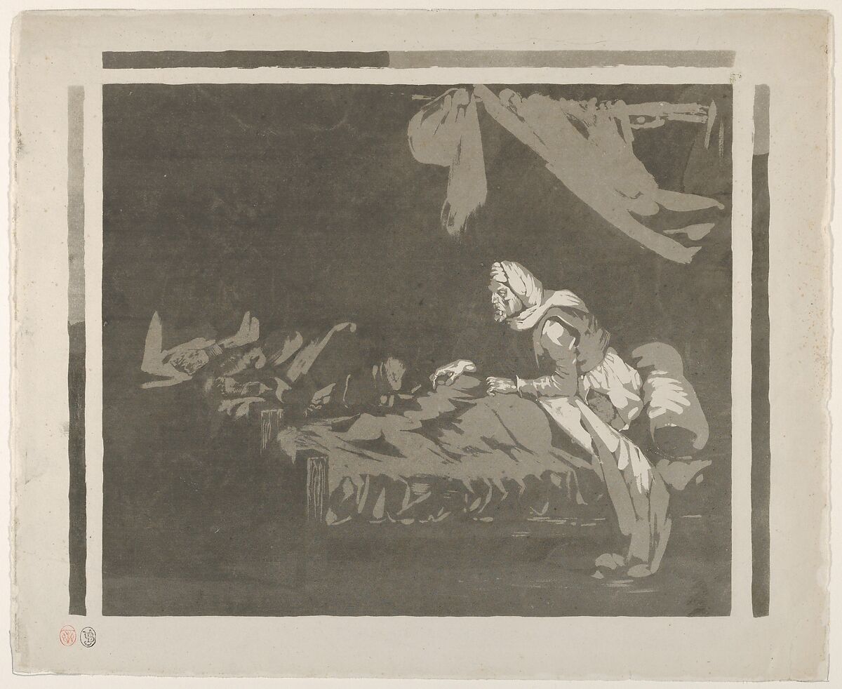 Interior of a Military Hospital, Eugène Delacroix (French, Charenton-Saint-Maurice 1798–1863 Paris), Aquatint printed in black ink on heavy wove paper; rare impression 