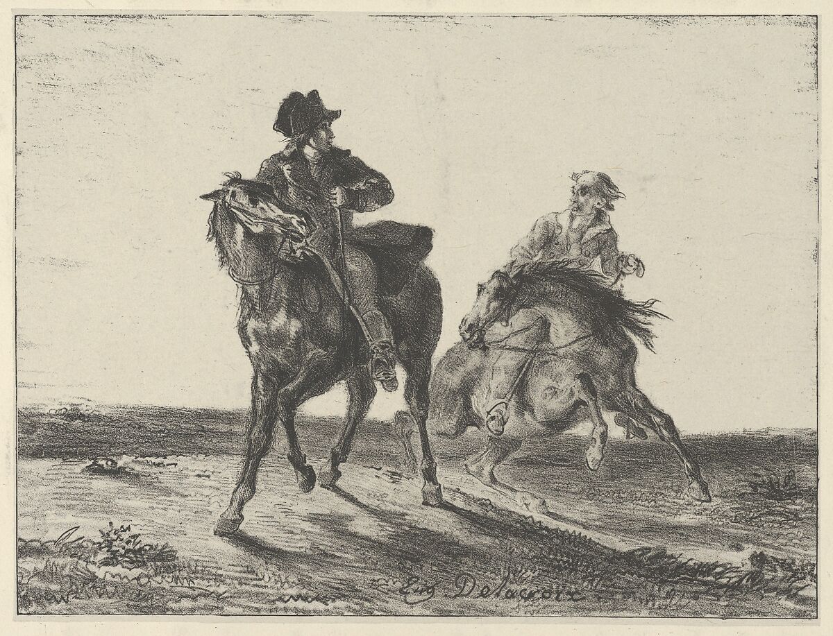 Steenie or Redgauntlet Pursued by a Goblin on Horseback, Eugène Delacroix (French, Charenton-Saint-Maurice 1798–1863 Paris), Unfinished lithograph; first state of three 