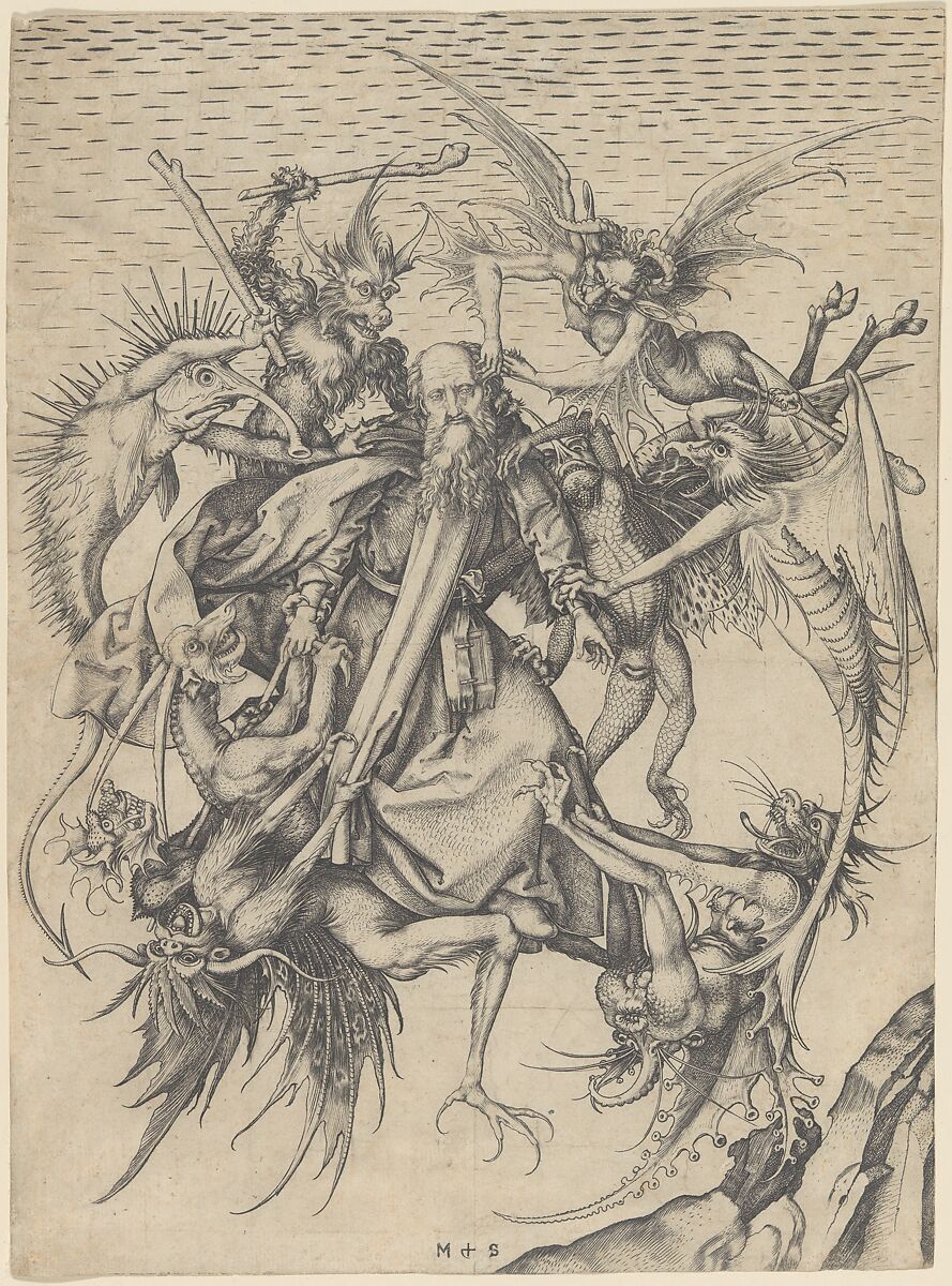 Saint Anthony Tormented by Demons, Martin Schongauer (German, Colmar ca. 1435/50–1491 Breisach), Engraving; second state