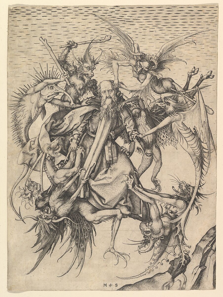 Saint Anthony Tormented by Demons, Martin Schongauer  German, Engraving; second state