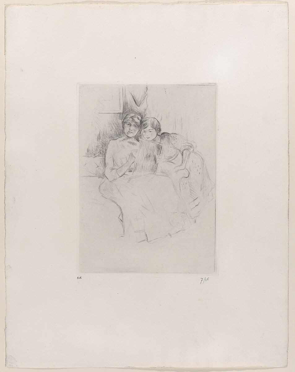 The Drawing Lesson (Berthe Morisot and her Daughter), Berthe Morisot  French, Drypoint on wove paper