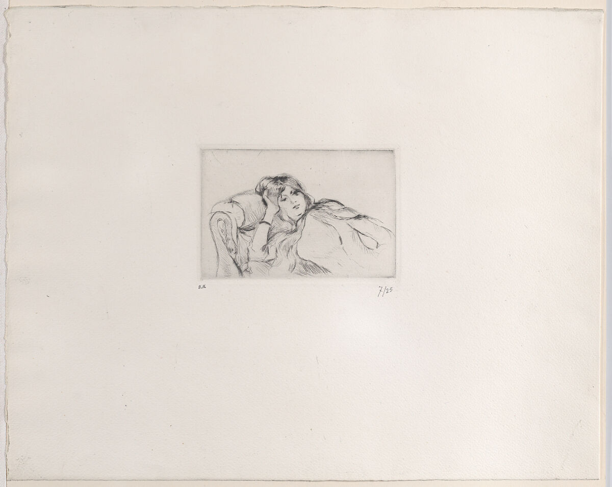 Young Woman Reclining, Berthe Morisot (French, Bourges 1841–1895 Paris), Drypoint on wove paper 