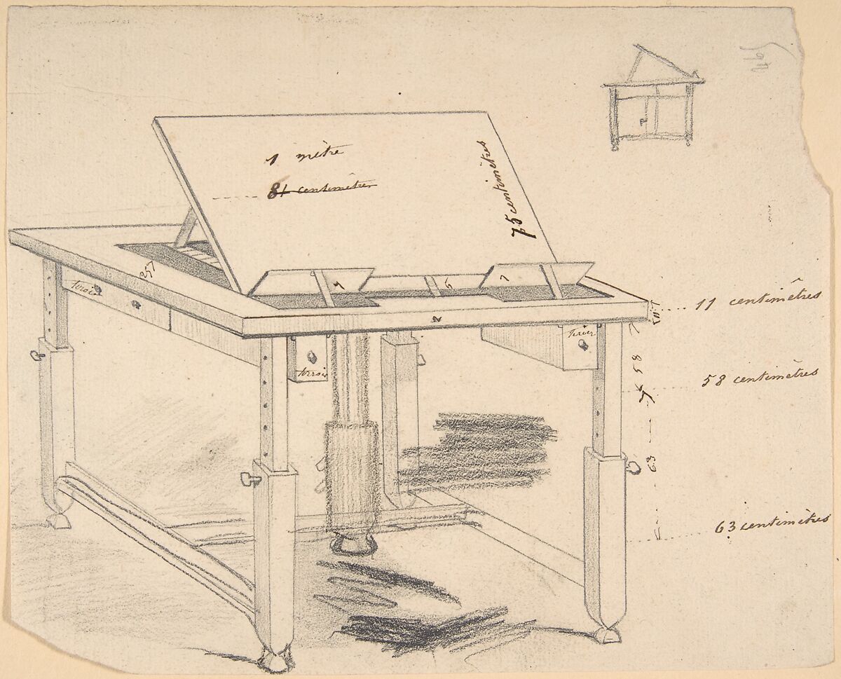 Project for a work table, Félicien Rops (Belgian, Namur 1833–1898 Essonnes), Graphite with brown ink 