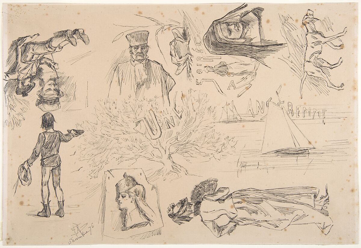 Une Soirée Anseremme, Félicien Rops (Belgian, Namur 1833–1898 Essonnes), Pen and black ink 