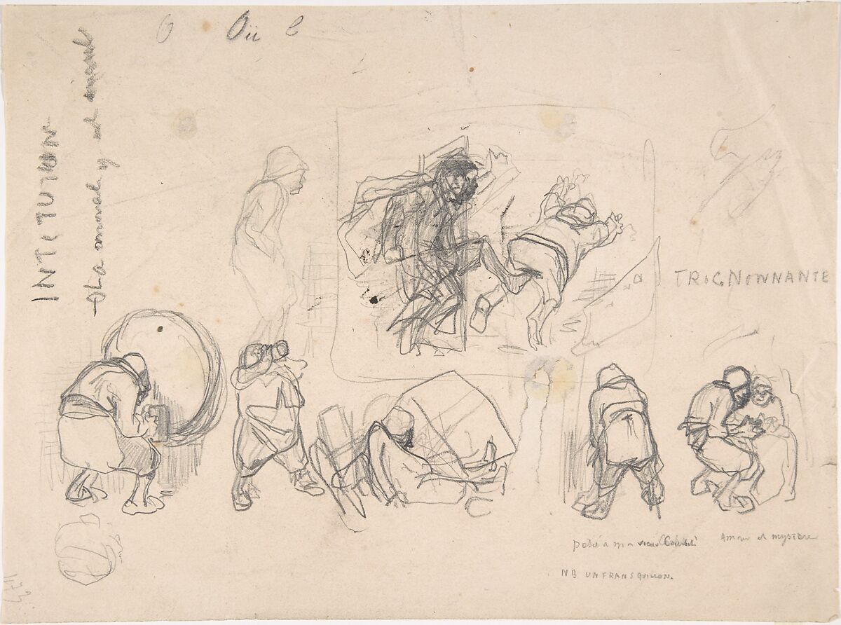 Sheet with various peasants, Félicien Rops (Belgian, Namur 1833–1898 Essonnes), Graphite 