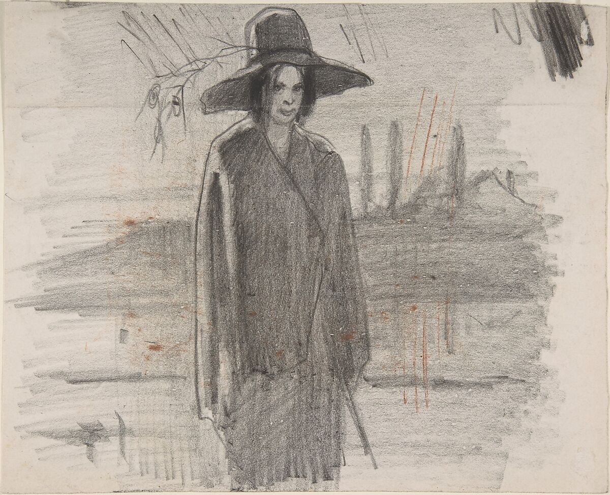 Shepherd, Félicien Rops (Belgian, Namur 1833–1898 Essonnes), Graphite, highlighted with red chalk 