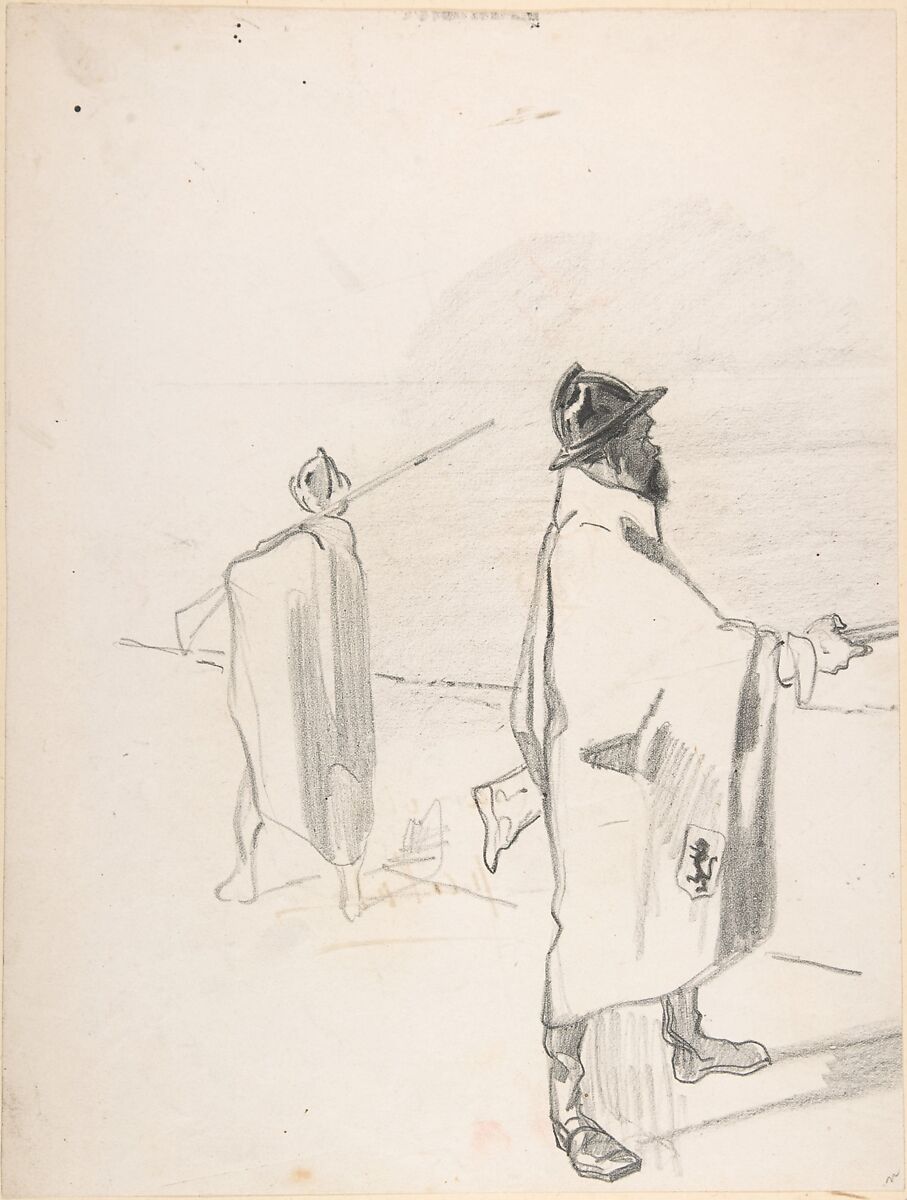 Two Belgian soldiers, Félicien Rops (Belgian, Namur 1833–1898 Essonnes), Graphite 