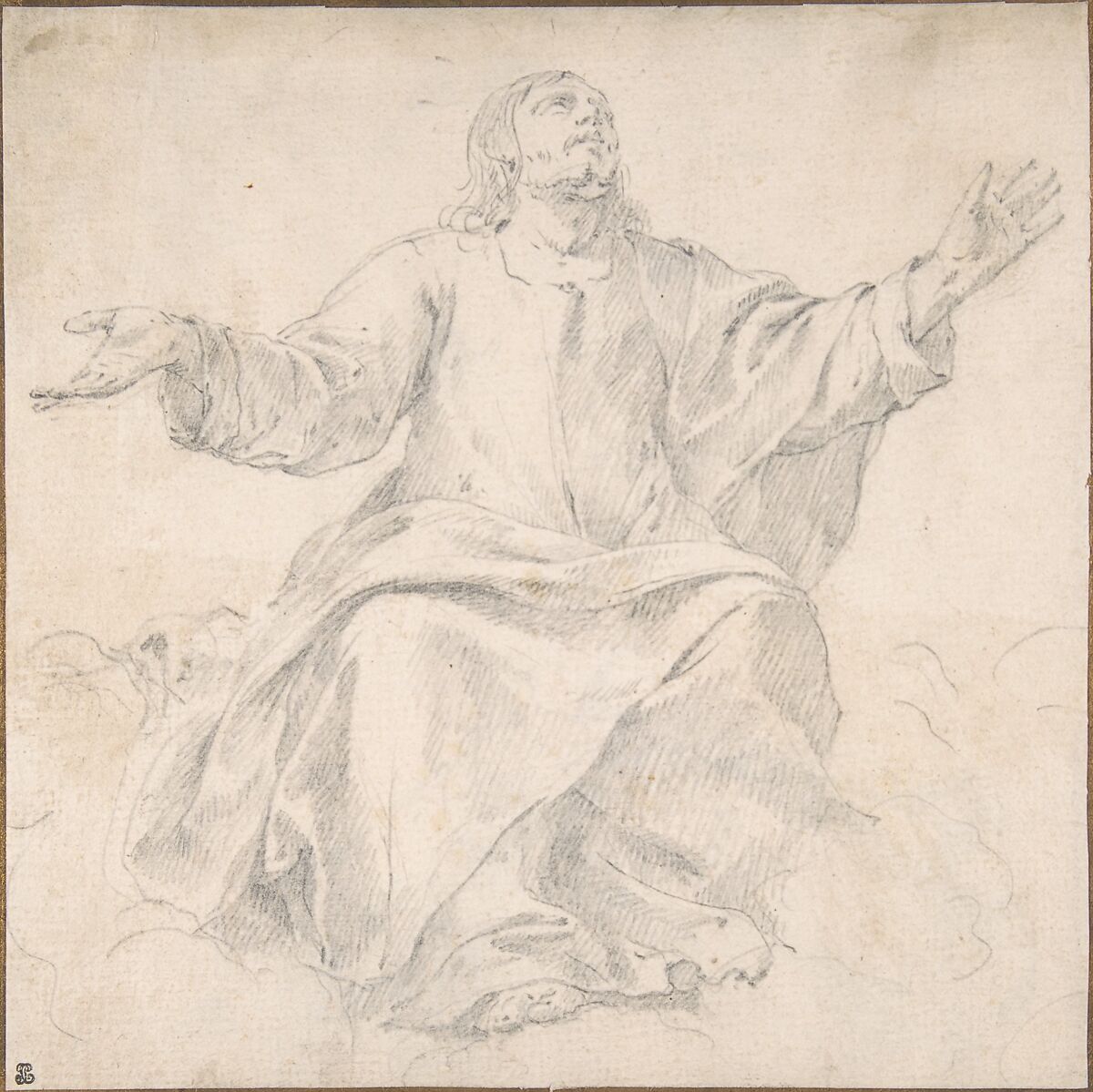Study for Christ as Mediator, Jean Daret (French, Brussels 1613/15–1668 Aix-en-Provence), Graphite 