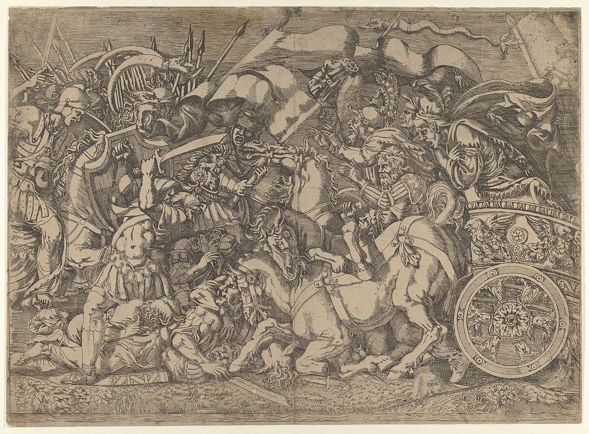 A Battle, Antonio Fantuzzi (Italian, active France, 1537–45), Etching 