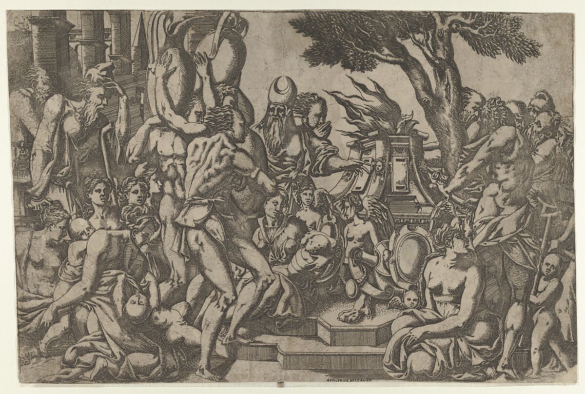 The Sacrifice, Antonio Fantuzzi (Italian, active France, 1537–45), Etching 