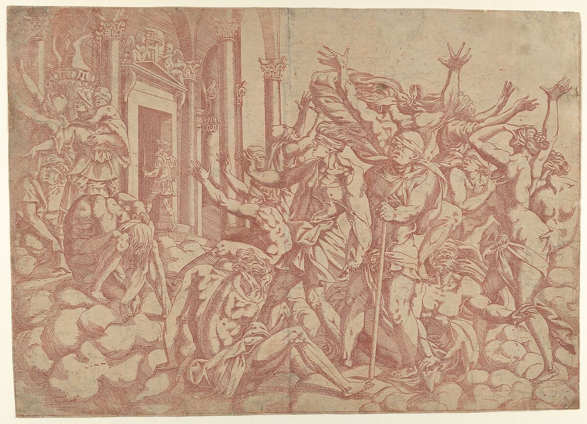 Ignorance Defeated, Antonio Fantuzzi (Italian, active France, 1537–45), Etching, in red ink 