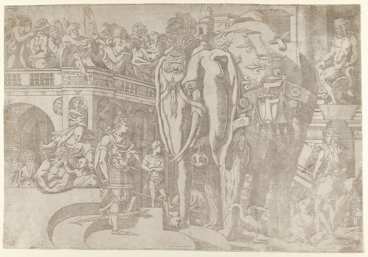 Royal Elephant, Antonio Fantuzzi (Italian, active France, 1537–45), Etching 