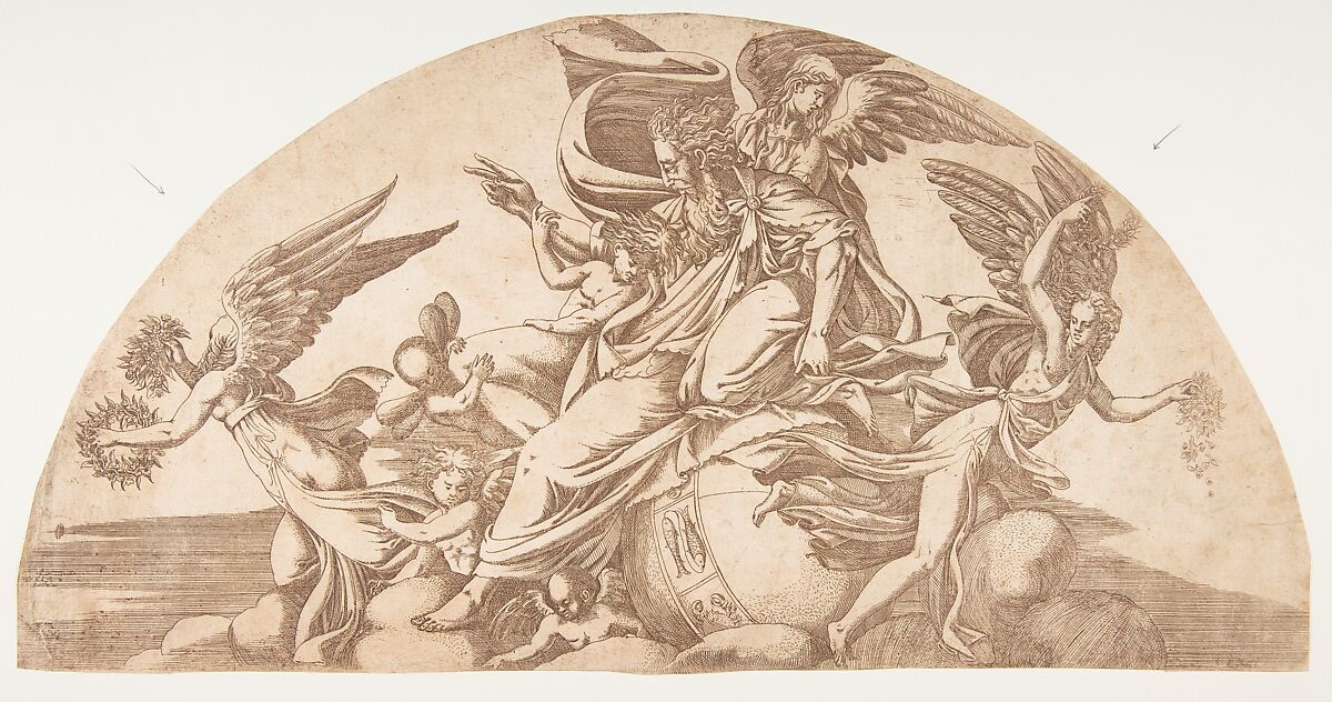 God Seated on the World, Antonio Fantuzzi (Italian, active France, 1537–45), Etching