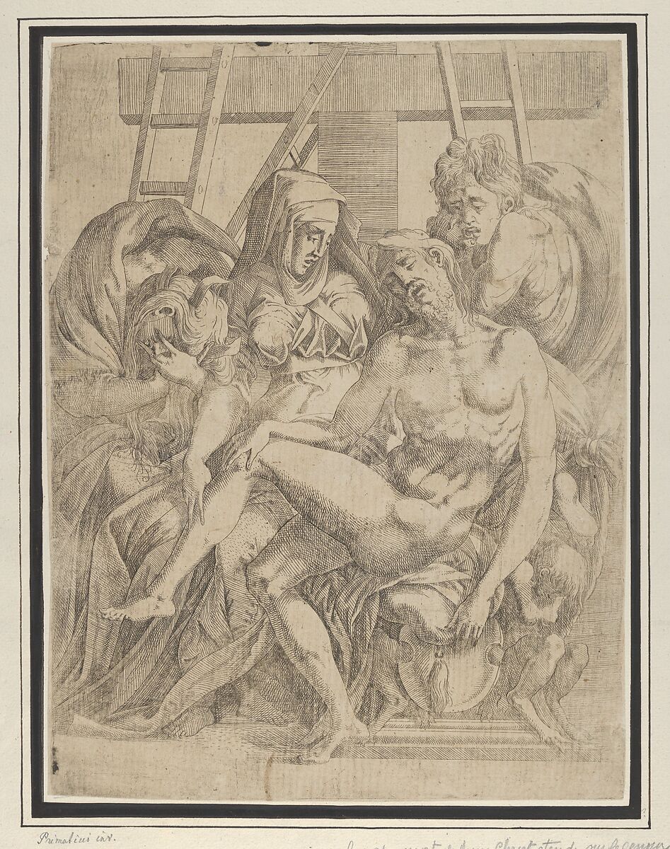 Pietà, Antonio Fantuzzi (Italian, active France, 1537–45), Etching 