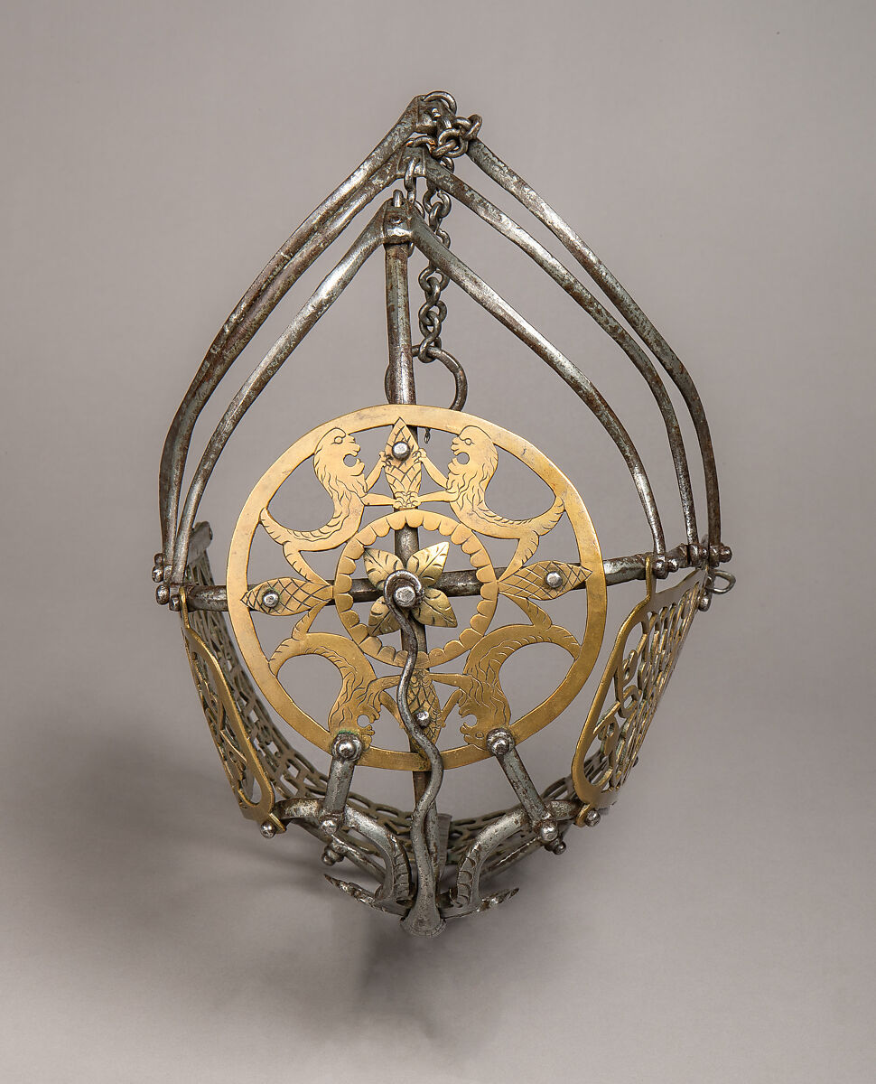 Horse Muzzle, Iron alloy, copper alloy, tin, German, possibly Saxony