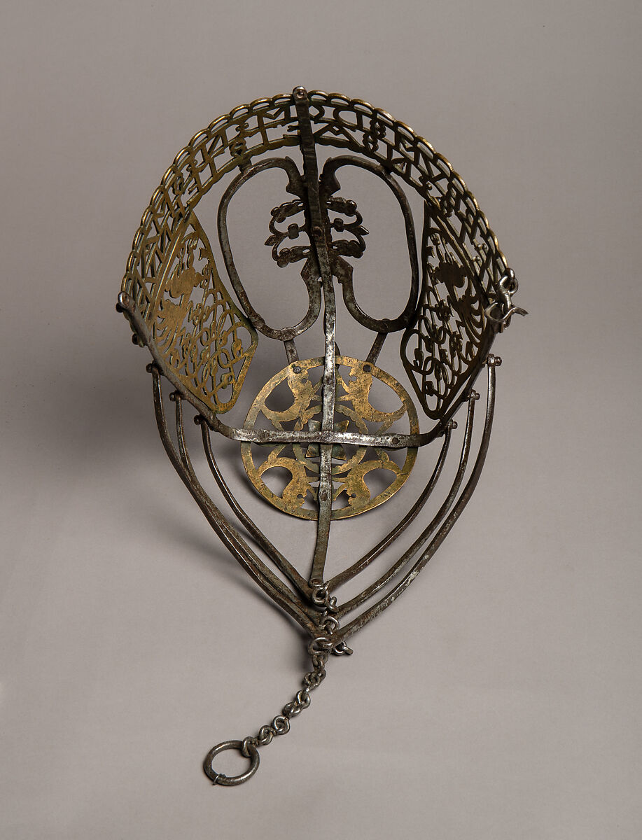 Horse Muzzle, Iron alloy, copper alloy, tin, German, possibly Saxony