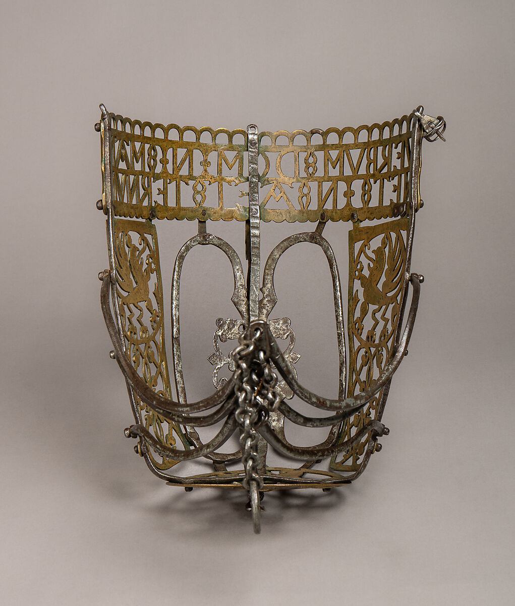 Horse Muzzle, Iron alloy, copper alloy, tin, German, possibly Saxony