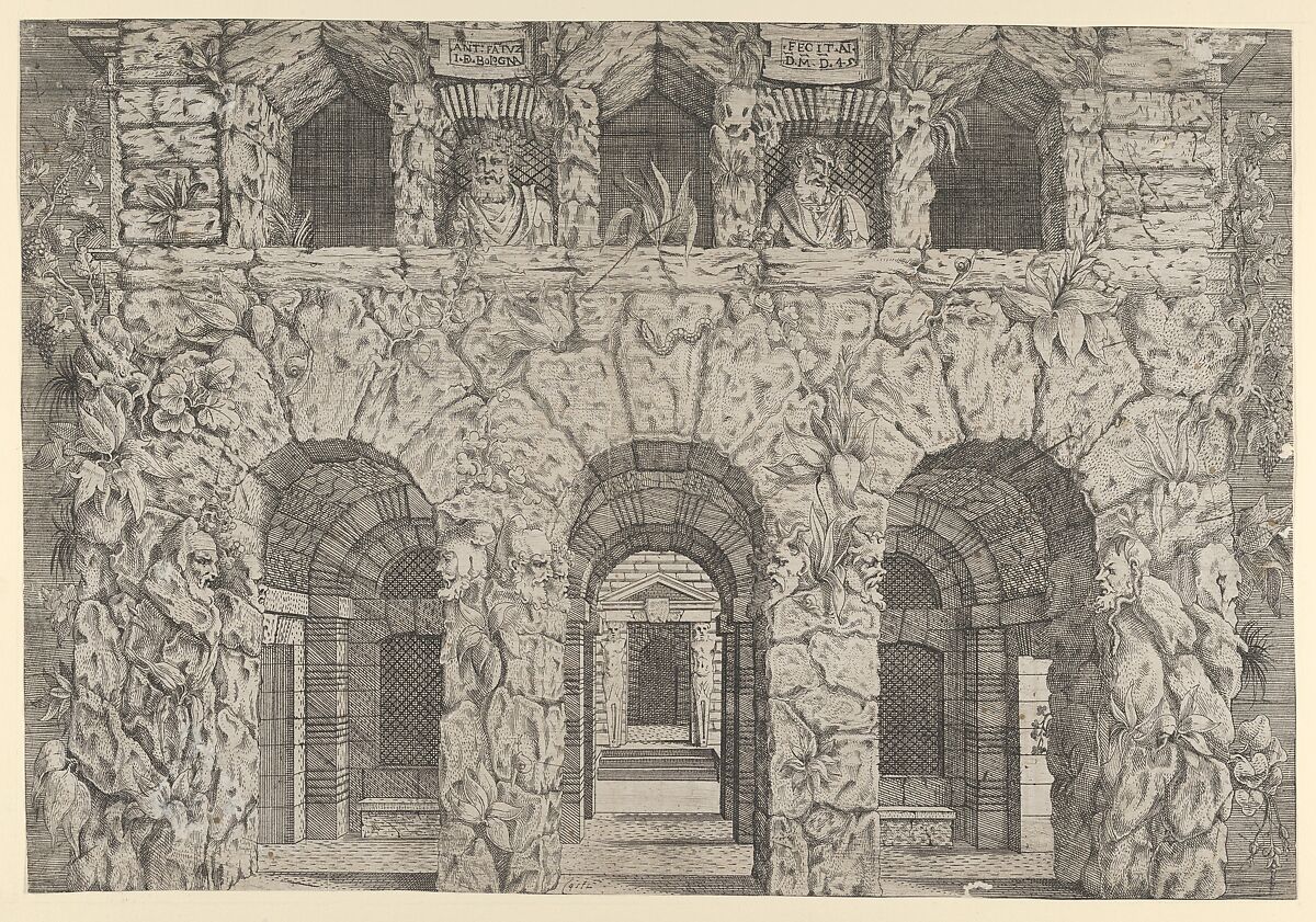 A Grotto, Antonio Fantuzzi (Italian, active France, 1537–45), Etching 