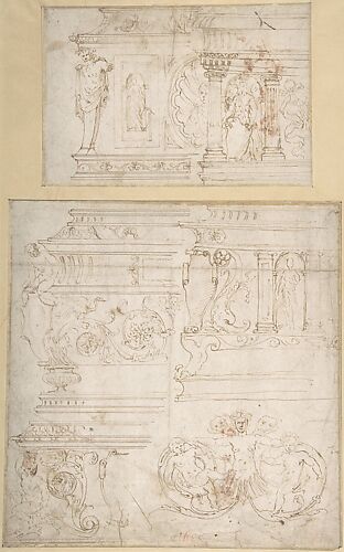 Sketches for the Design of a Casket (recto); Battle of the Centaurs and Lapiths(?) (verso)