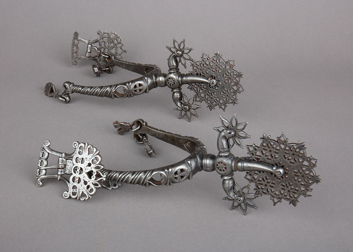 Pair of Rowel Spurs, Iron alloy, Spanish 