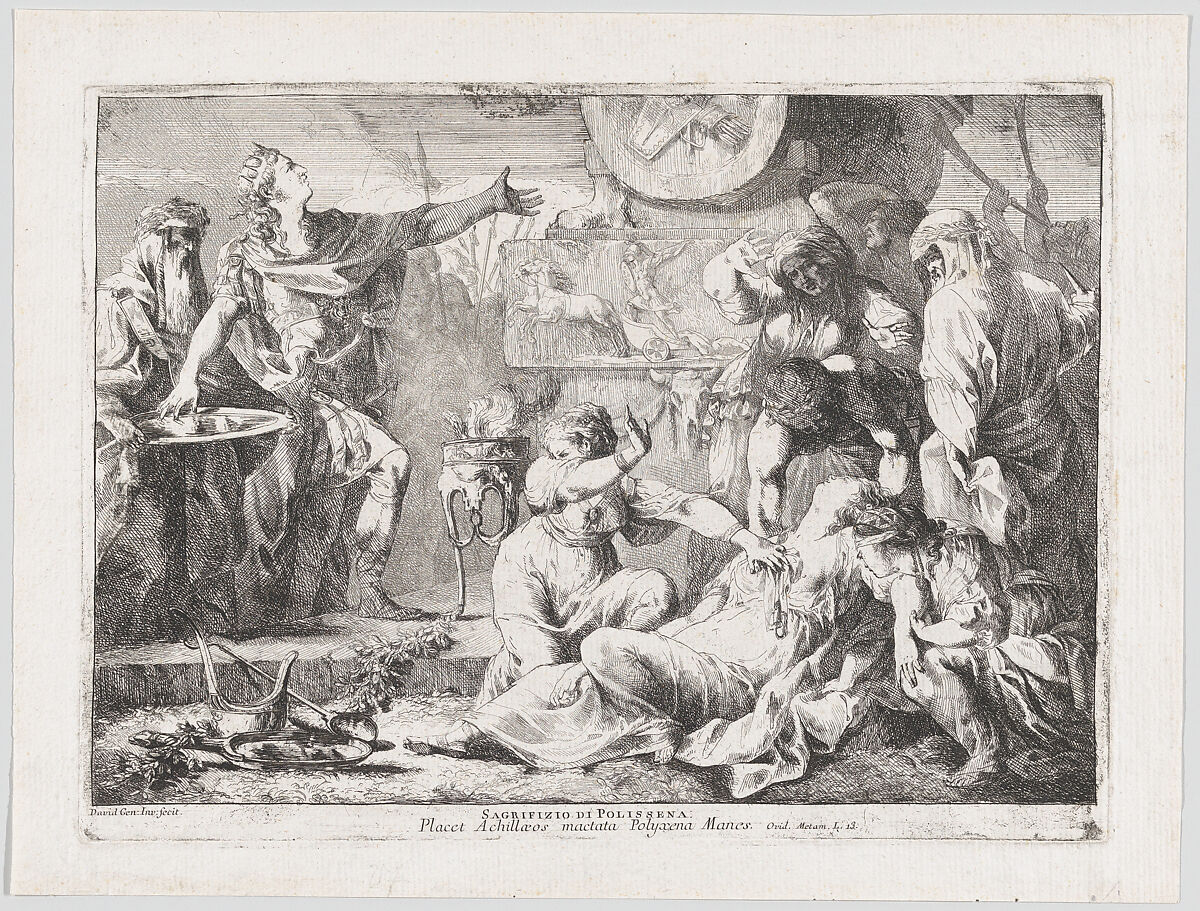 The Sacrifice of Polyxena, Giovanni David (Italian, Cabella Ligure 1749–1790 Genoa), Etching and aquatint 