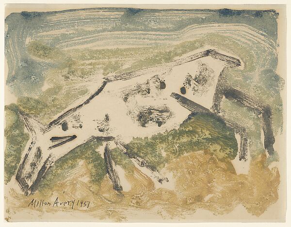 Grazing Animal, Milton Avery (American, Altmar, New York 1885–1965 New York), Color monotype 