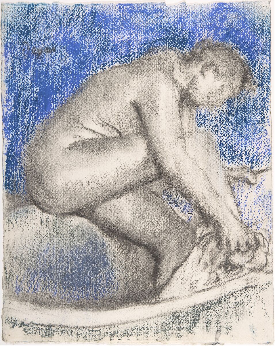 The Bath, Edgar Degas (French, Paris 1834–1917 Paris), Charcoal and pastel on heavy wove paper 