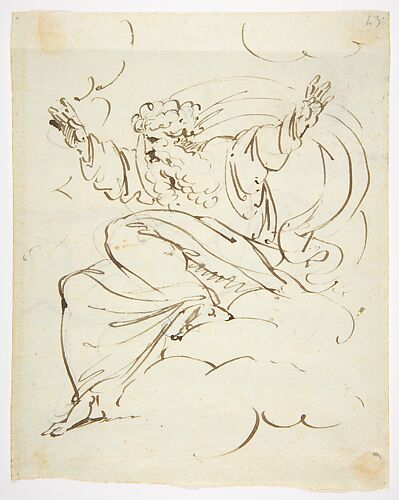 God The Father Creating (?) (recto); Study of neo-classical statue of a nude male (verso)