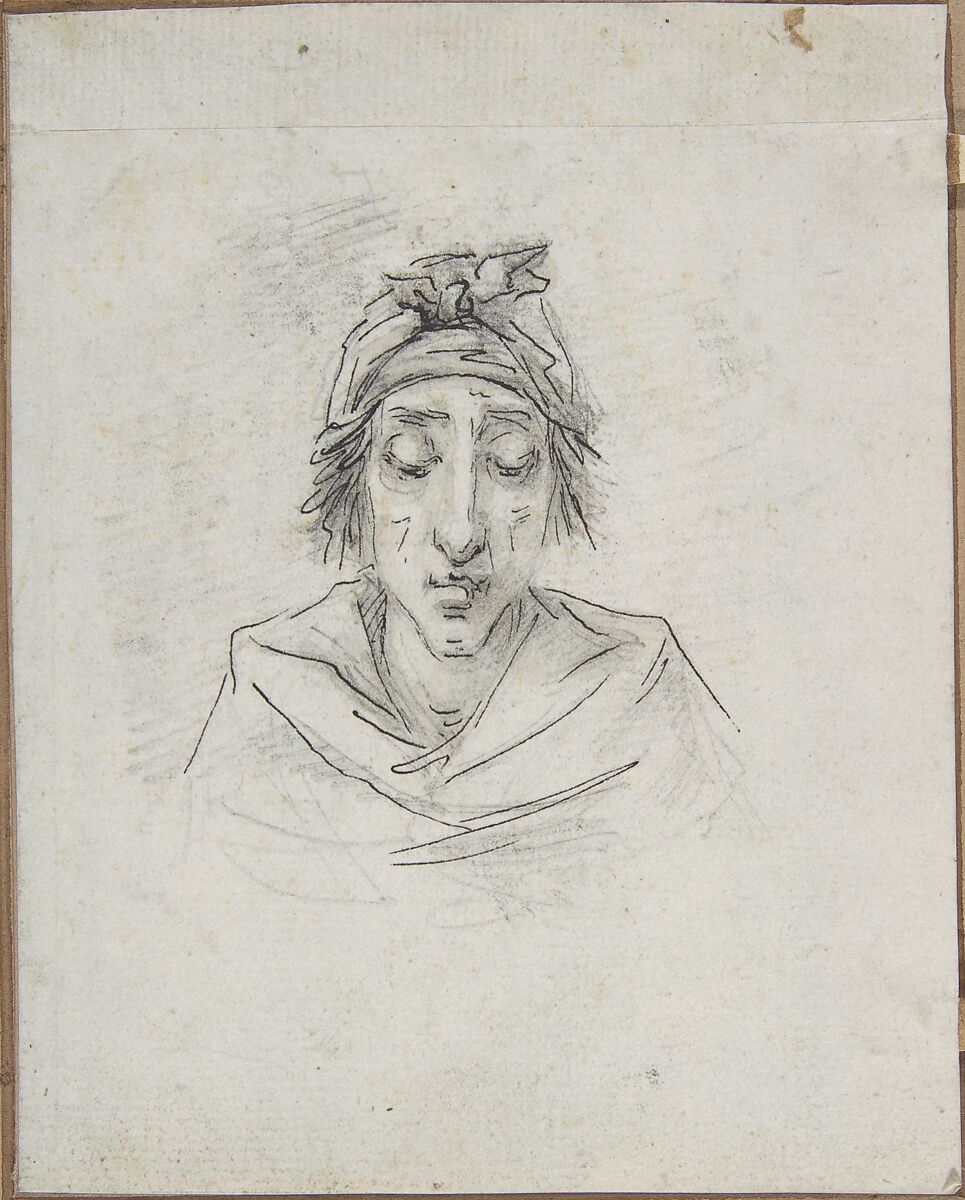 Caricature of Georges-Auguste Couthon (called Aristide, 1756-1794), President of the Convention in 1793, on the way to the guillotine on July 28, 1794 (10 Thermidor, An II), Baron Dominique Vivant Denon (French, Givry 1747–1825 Paris), Pen, black ink over black chalk 