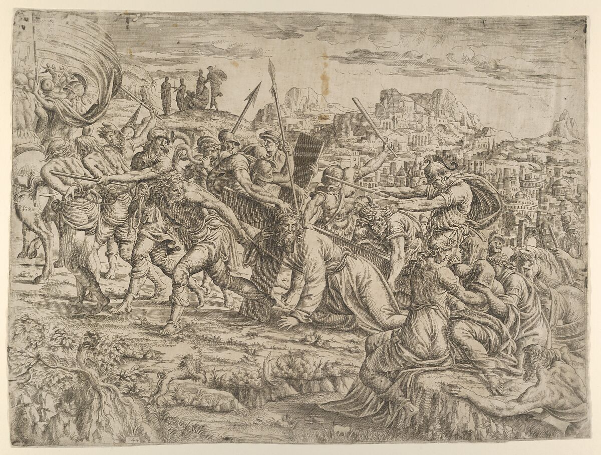 Christ Carrying of the Cross, Jean Mignon (French, active 1535–ca. 1555), Etching 