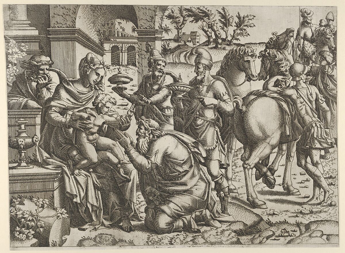 Adoration of the Magi, Jean Mignon (French, active 1535–ca. 1555), Etching 
