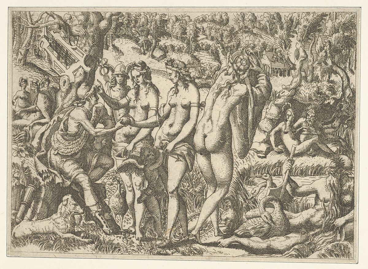 The Judgment of Paris, Jean Mignon (French, active 1535–ca. 1555), Etching 
