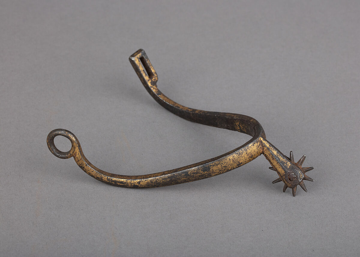 Rowel Spur (Left) in 13th-century Style, Iron alloy, gold, European 