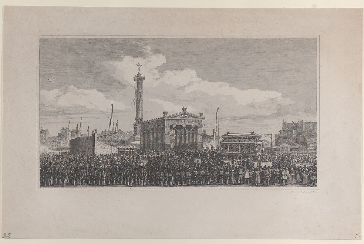 Cérémonie de l'inauguration de la colonne de juillet, 1840, Charles-François Daubigny (French, Paris 1817–1878 Paris), Etching; third state of six (Delteil)