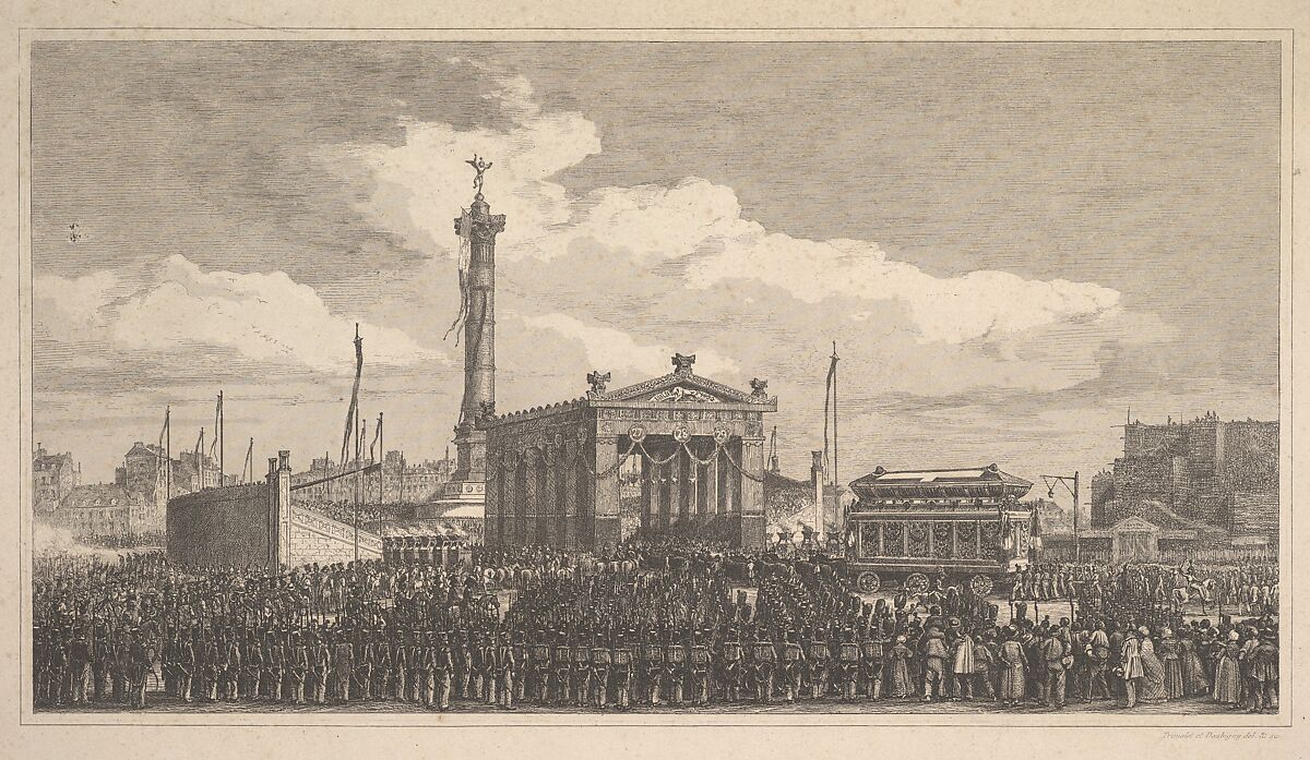 Cérémonie de l'inauguration de la colonne de juillet, 1840, Charles-François Daubigny (French, Paris 1817–1878 Paris), Etching; third state of six (Delteil) 