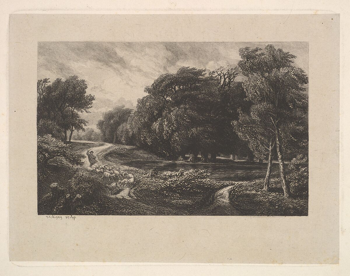 The Approaching Storm, Charles-François Daubigny (French, Paris 1817–1878 Paris), Etching on chine collé; first state of two 