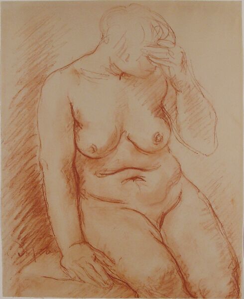 Female Nude, Charles-Albert Despiau (French, Mont-de-Marsan 1874–1946 Paris), Red chalk