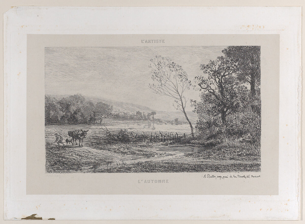 Autumn, from "L'Artiste", Charles-François Daubigny (French, Paris 1817–1878 Paris), Etching; sixth state of nine (Delteil)